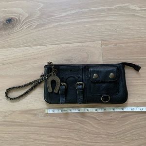 Betsey Johnson Black Leather Wristlet with Chain